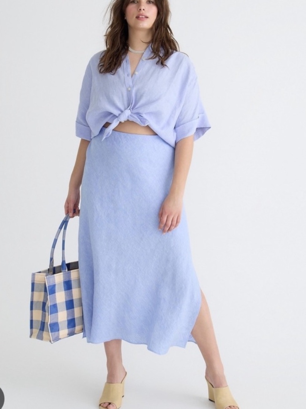 J Crew Gwyneth Linen Slip Skirt French Blue